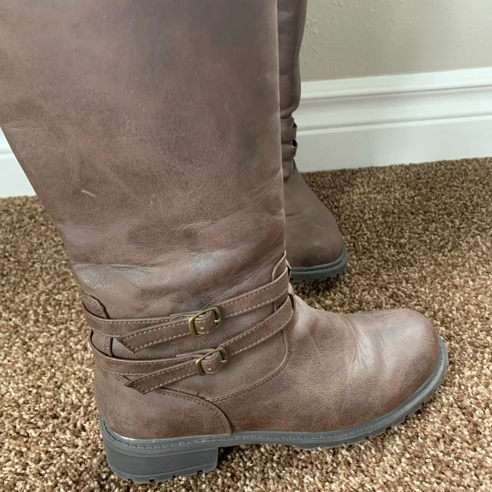 SOLD Tall brown knee length riding boots womens 10 - Picture 3 of 5